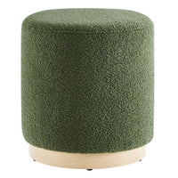 Modway Tilden 16" Round Sherpa Upholstered Ottoman - Moss Green/Natural-Sherpa Fabric Upholstery