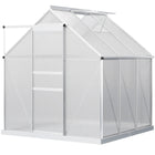 Outsunny 6' x 6' x 6.5' Polycarbonate Greenhouse - Clear- Spacious 6' x 6' x 6.5' greenhouse for growing flowers, vegetables, and fruits
 