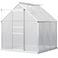 Outsunny - Serre en polycarbonate 6 pi x 6 pi x 6,5 pi, transparente- Serre spacieuse de 6 po x 6 po x 6,5 po pour la culture de fleurs, de légumes et de fruits  
