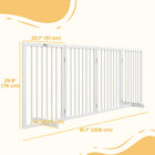 PawHut Foldable Free Standing Pet Gate with Support Feet - White-Made from high-quality fir and pine wood 