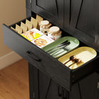 HOMCOM 72" H Kitchen Pantry Cabinet with Barn Doors - Black-Colour: Black 