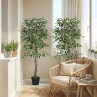 Outsunny - Arbre de ficus artificiel en pot 5,3 pi pour décoration intérieure de la maison - vert - Paquet de 2-Entretien minimal requis 