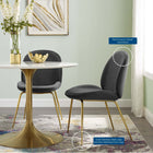 Modway - Scoop Jambe en acier inoxydable doré Performance Velvet Chaise à manger - Noir-Rembourrage en velours polyester Performance
