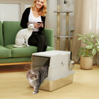 PawHut XL Stainless Steel Big Cat Litter Box with Flip Top-Fully enclosed kitty litter box locks in odors and keeps air fresh indoors 
