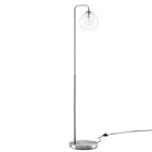 Modway Silo Glass Globe Glass and Metal Floor Lamp - Satin Nickel-Glass Globe Floor Lamp