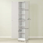HOMCOM Slim Tall Bathroom Floor Cabinet with Shelves - White-Realistic wood-effect finish adds a stylish touch to any room