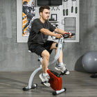 Soozier Foldable Exercise Bike with 8-Level Resistance and Wheels - Red-Space-saving foldable design includes transportation wheels for easy mobility 