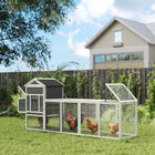 PawHut - Poulailler avec enclos extra large pour poules, en bois, avec plateau coulissant-Le nichoir peut accueillir plusieurs poules 