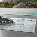 Modway Reflect Giada Abstract Diamond Moroccan Trellis Indoor/Outdoor Area Rug - 8 ft W x 10 ft L - Ivory/Blue-Durable Indoor/Outdoor Rug