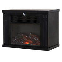 HOMCOM - Foyer électrique portatif sur pied 14 po, 1000 W, noir-Métal de qualité supérieure et verre trempé dans une construction robuste  