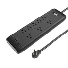 BlueDiamond 8-Outlet Surge Protector with USB-C/USB-A - 8' Cord - Black-8 AC Outlets: 8 AC outlets that deliver full power up to 1800W