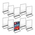 Azar Desktop/Countertop Top/Side Loading Acrylic Card Holder - Clear - 10 Pack (152792-BLK-10PK)-Frame material: acrylic