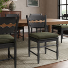 Modway - Jax Bois de chêne Chaise de salle à manger avec dossier ondulé en forme de rasoir et coussin in Sauge Noire-Coussin de siège en tissu