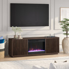 Hudson&Canal - Meuble TV Hanson avec foyer en cristal de 26 pouces pour téléviseurs jusqu'à 75 pouces - Alder Brown-Caractéristiques assemblage facile