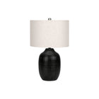 Monarch Specialties 26" H Table Lamp - Black Ceramic / Ivory / Cream Shade-Bring some warmth and brightness to your home with this stylish 26"h contemporary table lamp in a elegant ginger jar shape, finished in a textured glazed black ceramic and topped with a ivory linen drum shade and silver finial