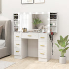 HOMCOM Makeup Vanity Desk with Mirror - 39.4" L x 15.7" W x 53.9" H - White-Two AC outlets, two USB ports and a 6.6' (2 m) power cord to meet your charging needs 