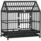 PawHut cage pour chien robuste 49 po avec plateau amovible, portes - toit ouvrant-L'acier robuste garantit la durabilité et la sécurité de votre animal 