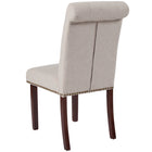 Flash Furniture - Chaise Parsons en tissu beige de la série HERCULES avec finition couleur noyer-Bouton touffeté roulé