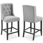 Modway Baronet Upholstered Fabric Counter Bar Stool - Light Gray - Set of 2-Tufted Button Counter Stool