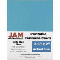 JAM Paper Printable Business Cards - 3-1/2" x 2" - Blue - 100 Pack-Color: Blue