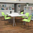 Flash Furniture HERCULES Series Green Ultra-Compact Stack Chair with Black Powder Coated Frame-Black Sled Base Frame with non-marring plastic floor glides