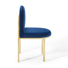 Modway Isla Channel Tufted Performance Velvet Dining Side Chair - Gold/Navy-Non-Marking Foot Caps