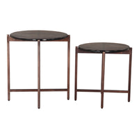Zuo Gema Coffee Table - Bronze - Set of 2-Recycled Sand Cast Glass round shape tabletop