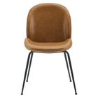 Modway - Scoop Jambe en acier revêtu de poudre noire Cuir végane Chaises de salle à manger Ensemble de 2 - Tan-7