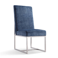 Manhattan Comfort - Chaise de salle à manger moderne Element 19,68 po en velours bleu-Chaise de salle à manger moderne parfaite pour la salle à manger et comme accent dans le salon