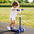 Qaba 3 Wheel Toddler Scooter with 3-level Adjustable Height, Rear-Fender Brake, LED Light - Blue-Smooth-gliding design enhances fun and stability on cement pavement 