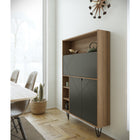 Nexera Slim Bar Cabinet - Secretary Bookcase Desk With Storage - Nutmeg & Charcoal Grey-Nicely hides away your laptop, tablet, cables and accessories once the drop-down door is closed. Take advantage of 3 adjustable shelves to store your belongings