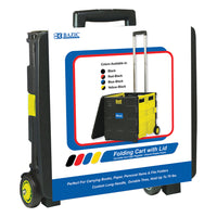 BAZIC Products - Chariot pliant sur roues avec couvercle, 16 po x 18 po x 15 po, Jaune-Taille : 16  pox18 po 15  po(une fois déployé) ; 18  pox18 po x4 » (une fois plié)