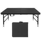 Homy Casa 4 ft Wood-Grain Portable Plastic Foldable Table with 4 adjustable Heights  - Black-The black wood-grain top gives a clean modern look