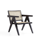 Manhattan Comfort Hamlet 22.64" Industry Chic Accent Chair - Black and Natural Cane-Modern - Industry Chic Cane Accent Chair Perfect for Living Room Use