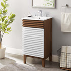 Modway Render 18" Bathroom Vanity Cabinet - White/Walnut/White-Soft-Close Door