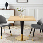Modway Zinque 36" Square Dining Table - Gold Natural-MDF Tabletop