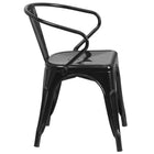 Flash Furniture Black Metal Indoor-Outdoor Chair with Arms-Drain Holes in Seat
