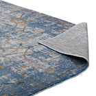 Modway Minu Distressed Floral Lattice Area Rug - 5 ft W x 8 ft L - Blue Grey Yellow/Orange-High Density / Machine-Woven