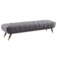 Modway Adept Performance Velvet Bench - Grey-Chic Mid-Century Modern Bench