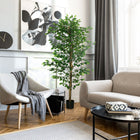 HOMCOM 6' Artificial Ficus Tree for Home Decor - Green-Sturdy nursery pots provide stable bases 