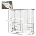 PawHut 71" L Outdoor Catio Cat Enclosure with Asphalt Roof and Jumping Platforms - White-Designed with 6 large platforms 