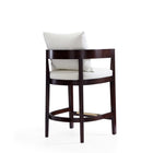 Manhattan Comfort Ritz 22" Mid-Century Modern Faux Leather Upholstered Counter Stool - Ivory and Dark Walnut - 2 Pack-Delivered to you Fully Assembled! No Assembly Required