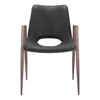 Zuo Desi Dining Chair - Black/Walnut - Set of 2-Plush and durable faux leather fabric