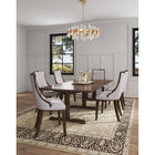 Manhattan Comfort Grand 18.5" Traditional Faux Leather Upholstered Dining Chair - Light Grey - Set of 4-Frame Made of Solid Beech Wood with Rich Walnut Finish