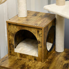 PawHut Litter Box Enclosure with Cat Tree Tower, Condo and Scratching Posts-Color: Rustic Brown, Beige, Cream White 