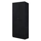 Manhattan Comfort Hopkins 59.22" 2-Piece Modern 11-Shelf Storage Closet - Black-Ample Storage in a Stylish and Space-Saving Design. Option to Add on Collection Units to Create a Wider Wardrobe