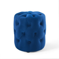 Modway Amour Tufted Button Round Performance Velvet Ottoman - Navy-Tufted Button Accent Ottoman