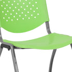 Flash Furniture HERCULES Series Green Plastic Stack Chair with Titanium Frame-Ergonomically Contoured Design