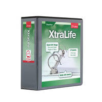 Cardinal XtraLife ClearVue Locking D-Ring Binder, Black, 4”-Interior pockets on the front and back