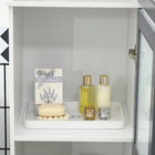 Kleankin - armoire de salle de bain 75 po de haut avec deux placards et portes en verre mat - blanc et gris-Matériaux : MDF, verre trempé 